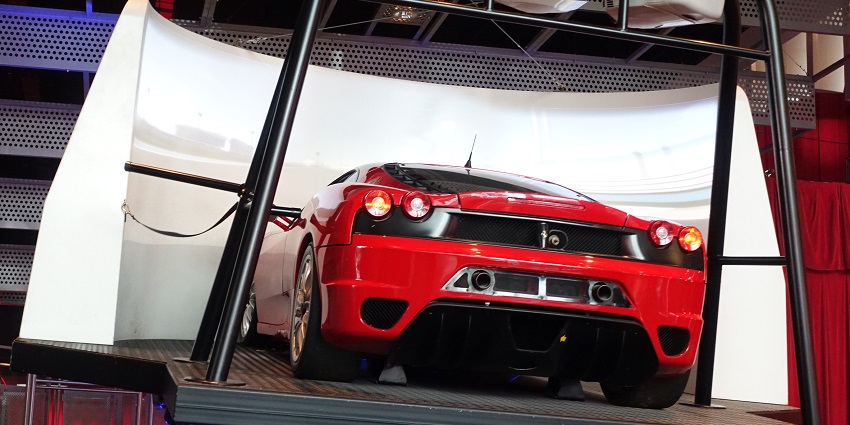 An immersive racing simulator offering a realistic Ferrari driving experience
