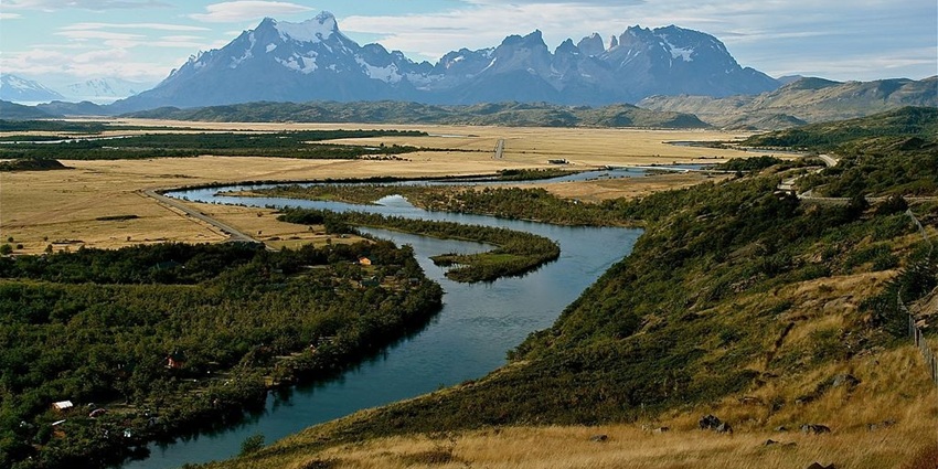 Serrano River flowing near Torres del Paine National Park.