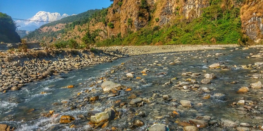 An enchanting view of Seti River Gorge, a natural jewel near Pokhara Mahendra Gufa.