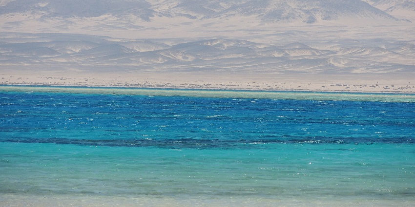 The unspoiled beauty of Sharm El Luli Beach, a popular African beach, with coral reefs visible beneath clear waters.