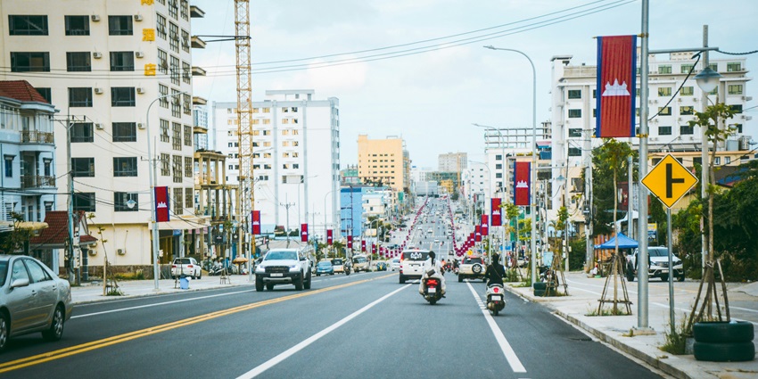 A stunning city street in Sihanoukville, a must-visit place for a Cambodia trip for honeymoon.