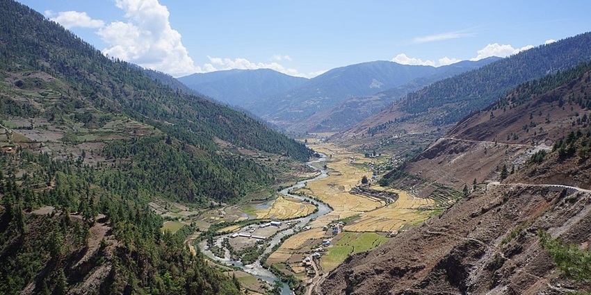 A glimpse of Sinja Valley near Rara Lake in Nepal surrounded by the green mountains.