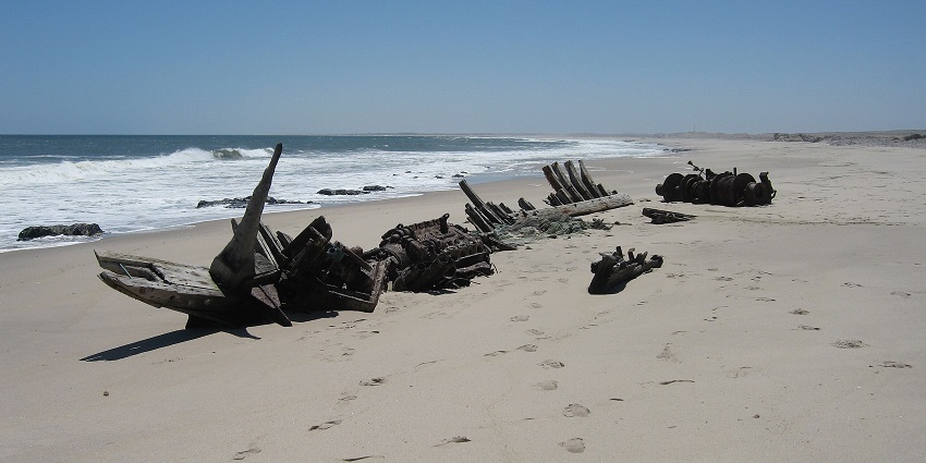Shipwreck of the Southwest Seal at the Skeleton Coast is one of the most dangerous beaches.