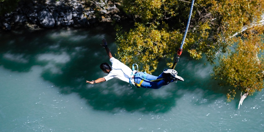 View of fun activities at Sky High Adventure in Panjim, a spot for bungee jumping in Goa.