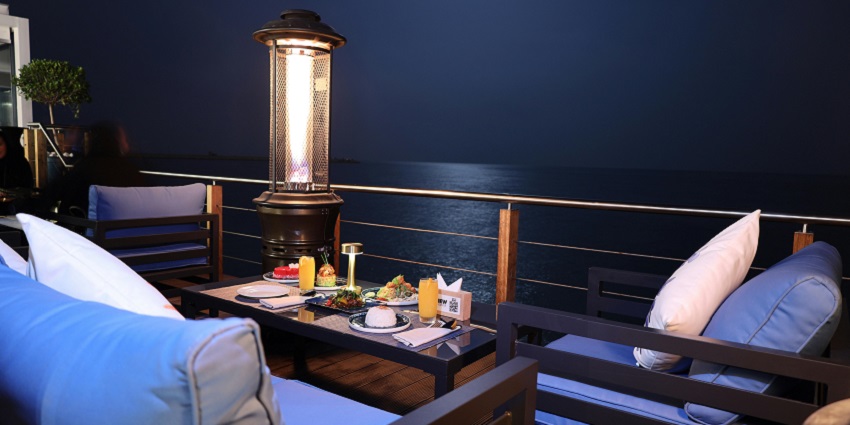 Elegant beachfront lounge in Lagos, known for scenic ocean views and premium cocktails.