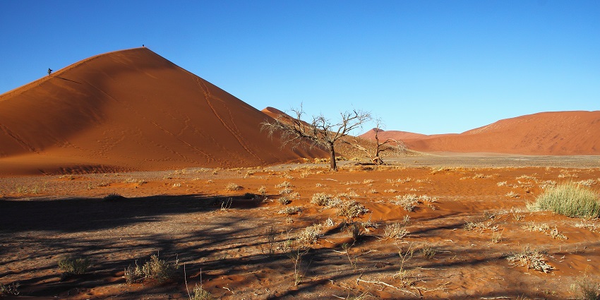Towering red dunes of Sossusvlei, Namibia, with breathtaking landscapes is one of the Places to Visit in Africa in September