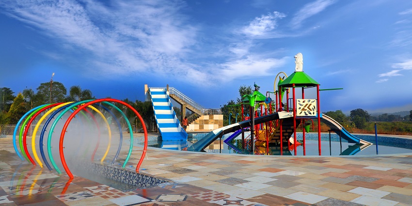 View of the exciting water slides at the Yas waterworld