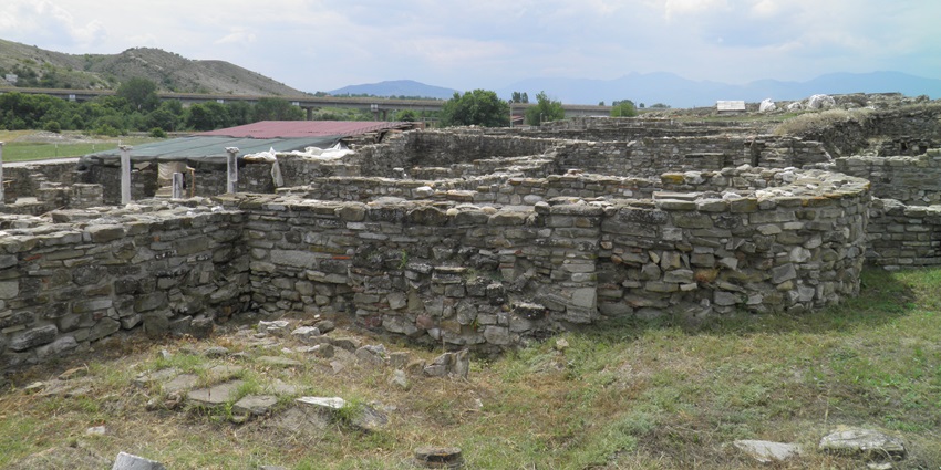 A picture of Stobi, one of the ancient places to visit in North Macedonia, featuring Roman ruins and well-preserved mosaics.