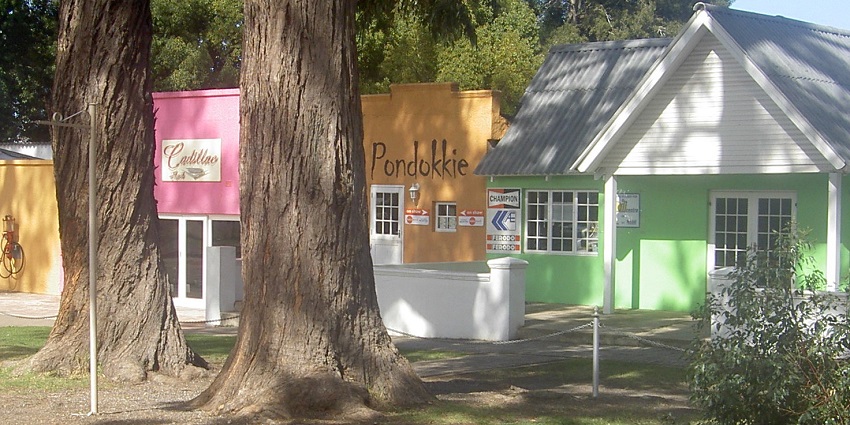Quaint cafes and shops line the streets of Storms River Village.