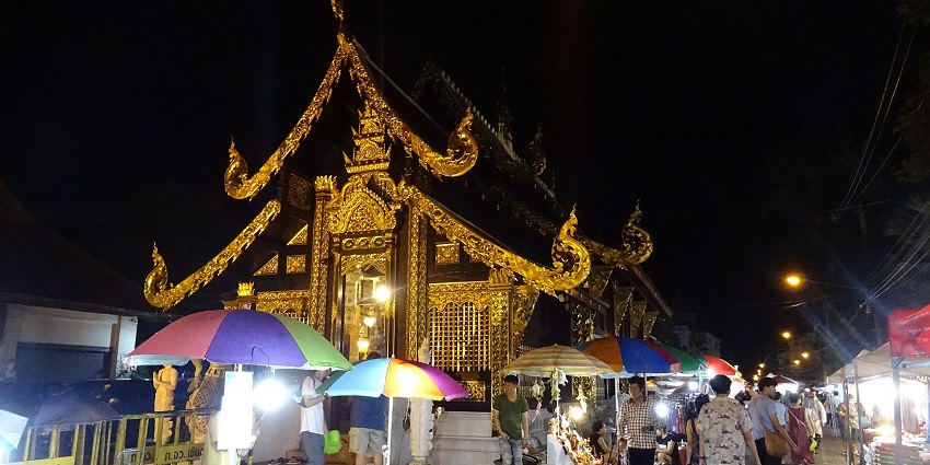 Wat Inthakin Sadue Muang during the Chiang Mai Sunday Night Market.