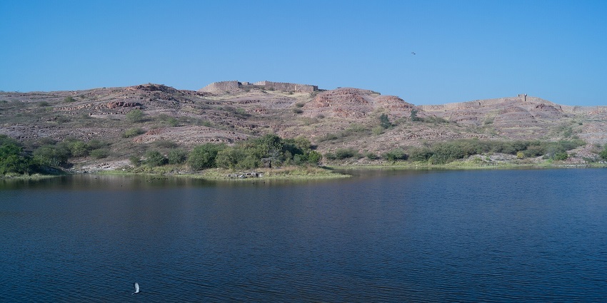 View of Surpura lake which provides a relaxing environment - one of the lakes in Jodhpur.