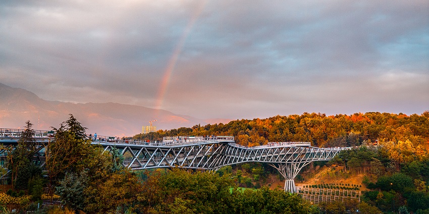 Tabiat Bridge near The Iran Mall, biggest shopping mall in asia, with panoramic views
