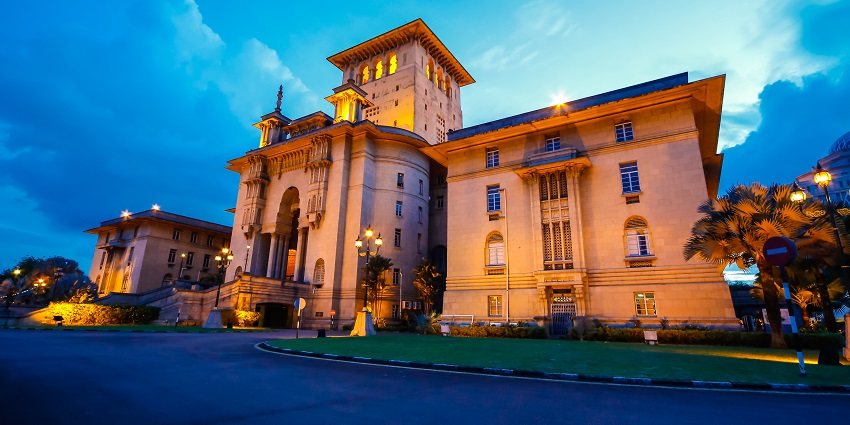 An amazing view of the Sultan Ibrahim Building during sunset.