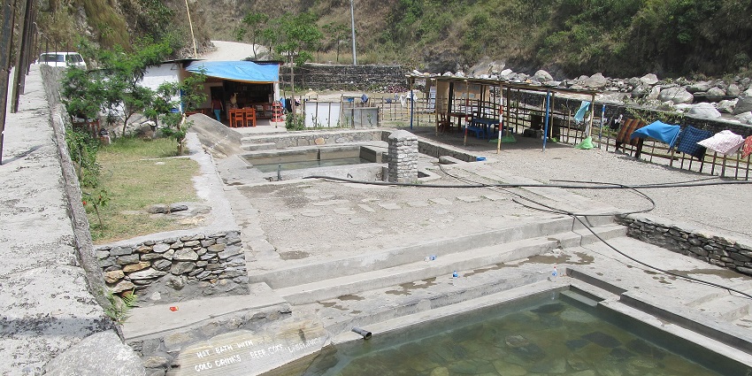 Tatopani, has natural hot springs and views along the deepest valley in the world