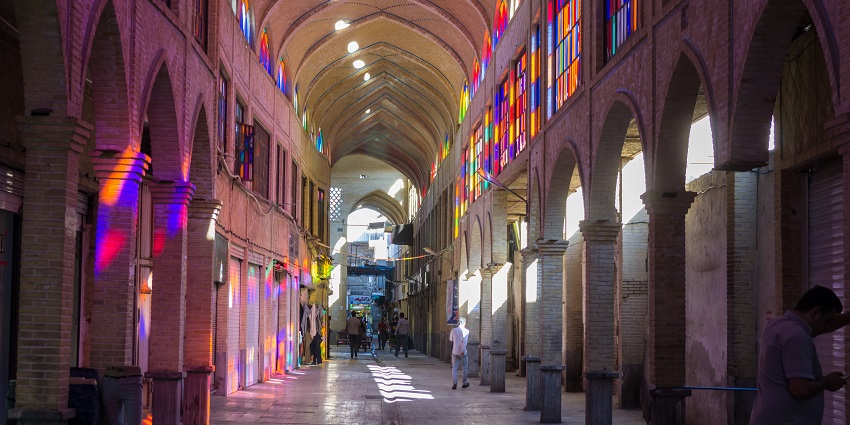 Tehran Grand Bazaar near The Iran Mall, biggest shopping mall in asia, with historic charm