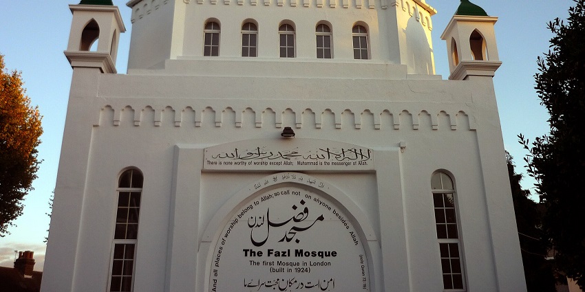 View of the Fazl Mosque, the unique blend of British and Mughal architectural designs.