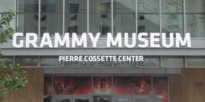 Entrance area of the Grammy Museum in Los Angeles, one of the music museums.