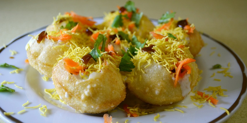 Dahi puri chat served at a stall in the The Grub Fest