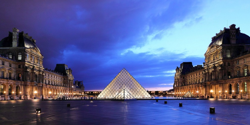 An image of the Louvre in Paris, a tourist destination and one of the most popular art museums in Europe