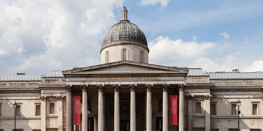 An image of the National Gallery in London, one of the most popular art museums in Europe