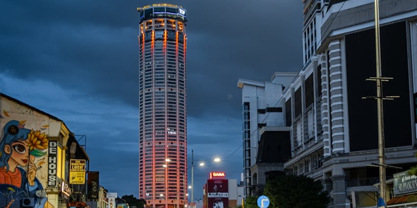 Night view of the georgetown which is a home of penang street art