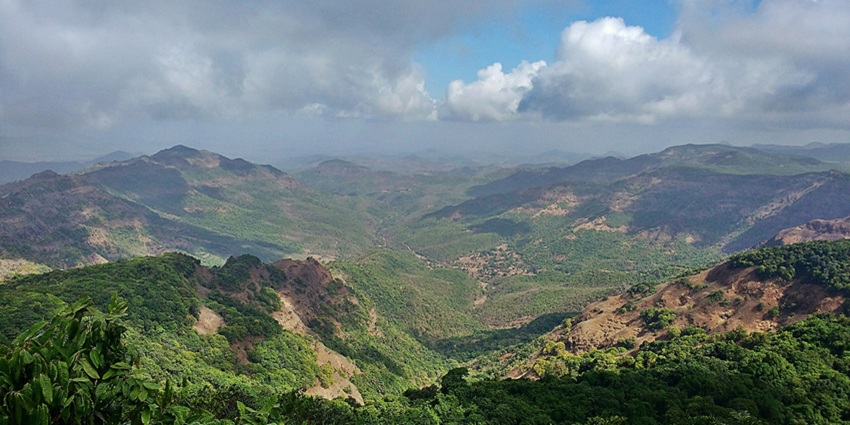 A scenic view of Radhanagari Wildlife Sanctuary, a popular destination near Bhudargad Fort.