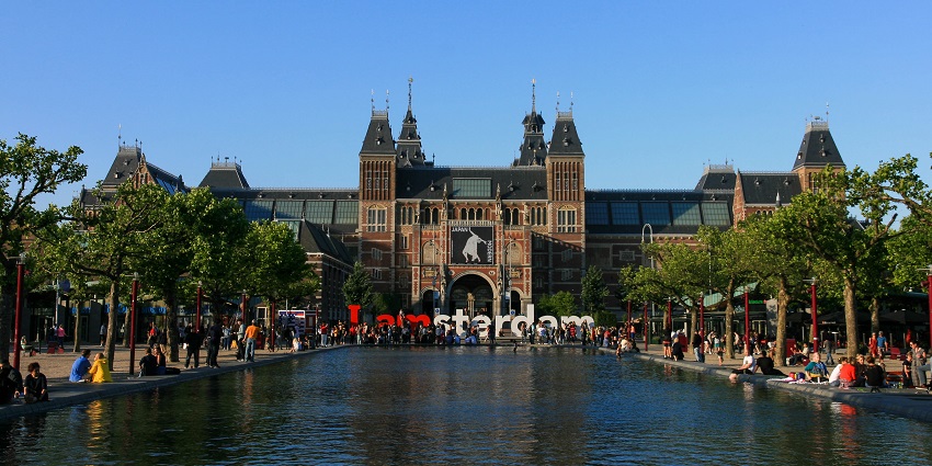 An image of Amsterdam's Rijksmuseum, one of the most famous art museums in the world.