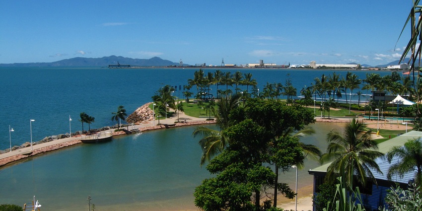 Wide angle view of the Strand in Townsville, another one of the best beaches in Townsville