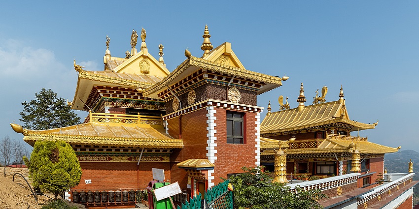 An image showing Thrangu Tashi Yangtse Monastery in Nepal, known for its Tibetan Buddhist heritage