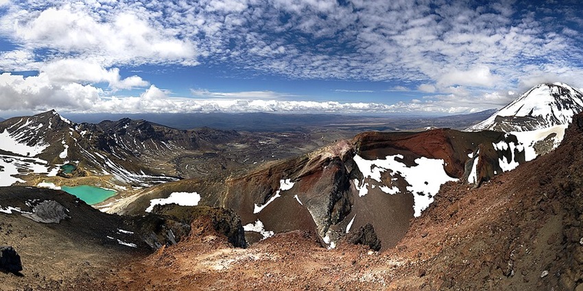 A view of the Tongariro Alpine Crossing, offering challenging hikes and spectacular scenery.