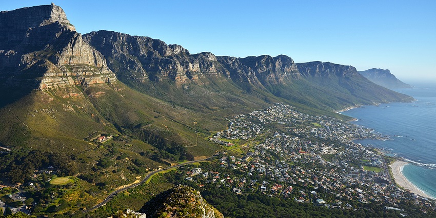 A mesmerising view of the lush green Twelve Apostles in Cape Town of South Africa