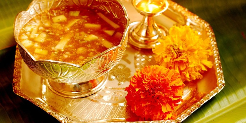 An image of the celebration of Ugadi, celebrated in Karnataka, Andhra Pradesh, and Telangana.