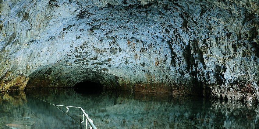 Undara Lava Tube with volcanic rock showing the tube's formation and unique geology.