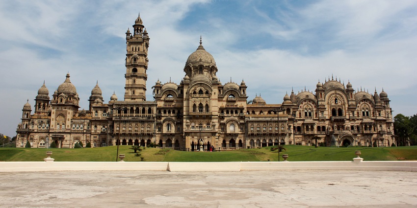 Image of The Lakshmi Vilas Palace in Vadodara, Gujarat, India, was constructed by the Gaekwad family
