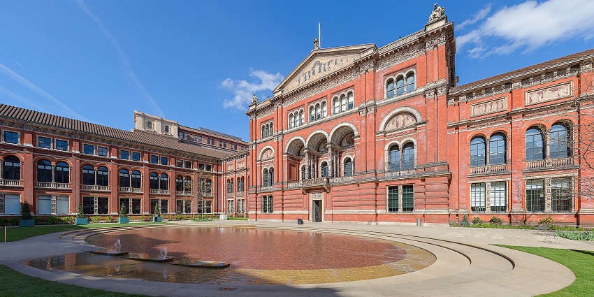 An image of the Central Garden at the Victoria & Albert Museum and its surrounding architecture