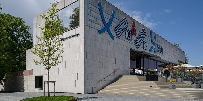 Beautiful image of the scenic Salzburg Museum under the clear sunny sky