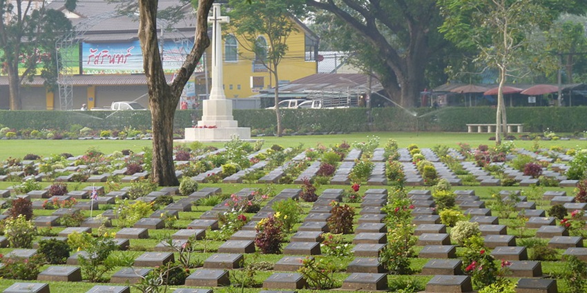 The Kanchanaburi War Cemetery honours Allied POWs who died building the Death Railway