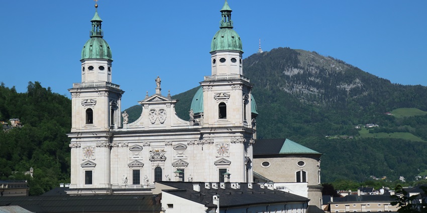 Panoramic snapshot of the beautiful Cathedral—things to do in salzburg at night