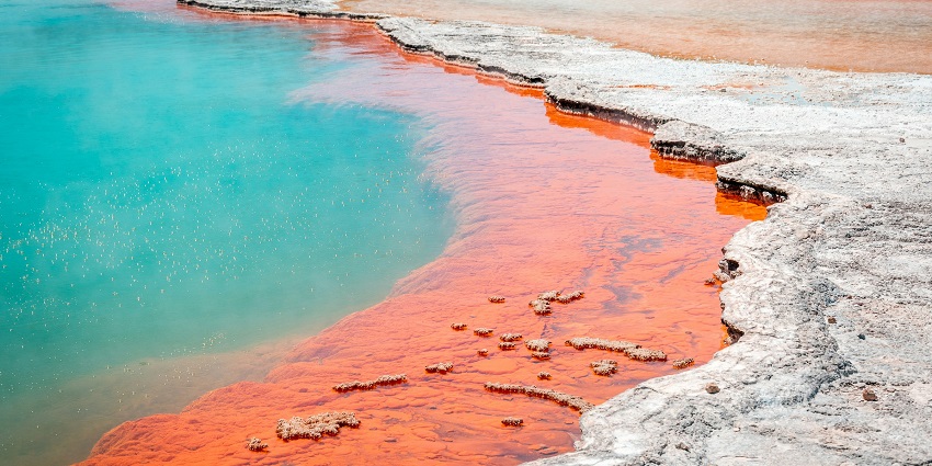 A view of Wai-O-Tapu Thermal Wonderland, a stunning place to visit in Rotorua, New Zealand