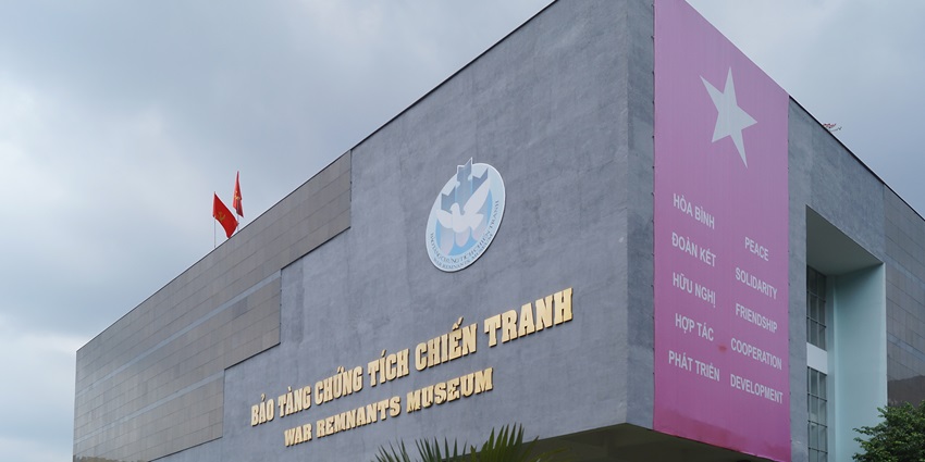 War Remnants Museum in Ho Chi Minh City, Vietnam, showcasing its exterior and exhibits.