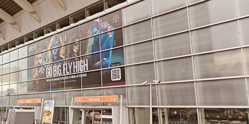An image showing the front entrance of the Terminal A present at the Warsaw Chopin Airport