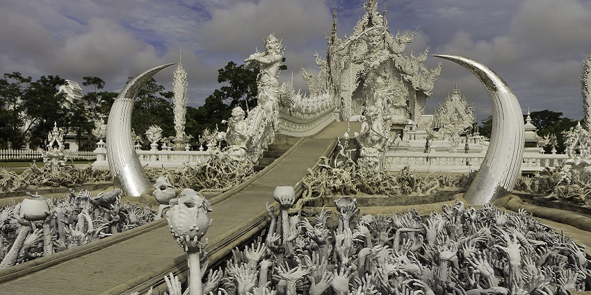 Majestic architecture of the Wat Rong Khun in Chiang Rai, in Chiang Mai