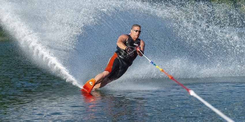 Image resembling a person water skiing in Nusa Dua, one of the best water sports.