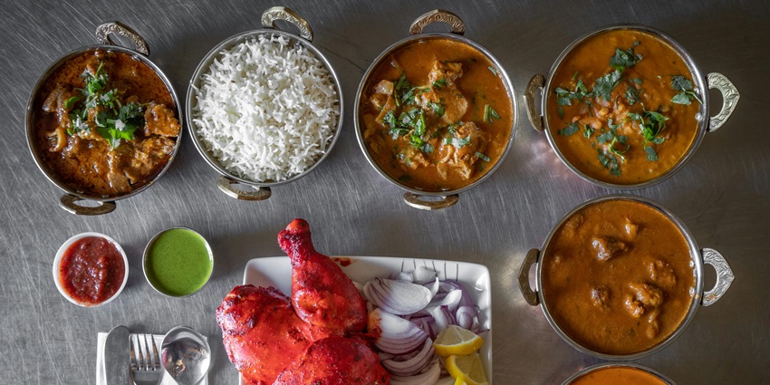 Indian cuisine served at a local restaurant near the lake