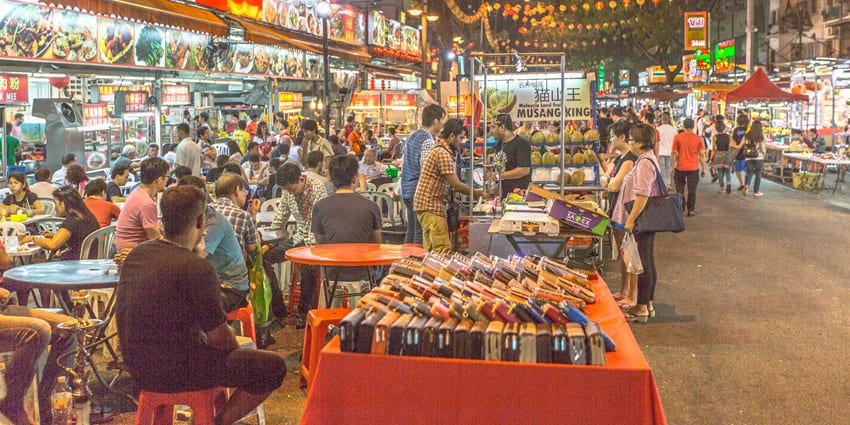 Jalan Alor street food market in Kuala Lumpur, with vibrant stalls and local cuisine
