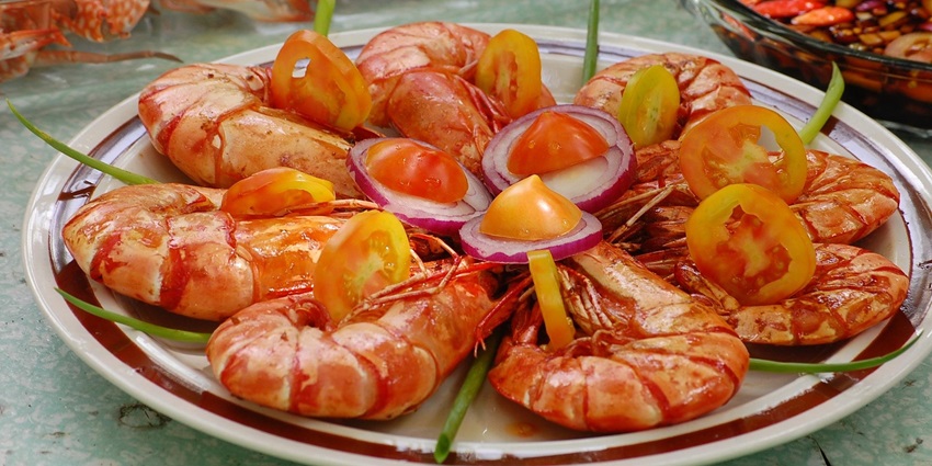 A plate of seafood served at the restaurants on the Lord Howe island.