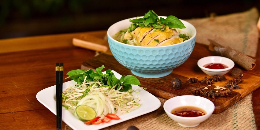 Authentic Thai dishes with wooden interiors served at a local restaurant nearby