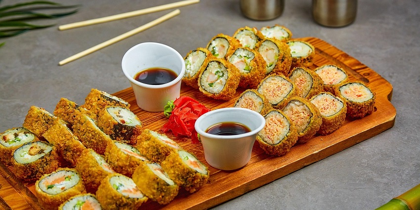Sushi served at traditional Thai restaurant in this town offering authentic flavours
