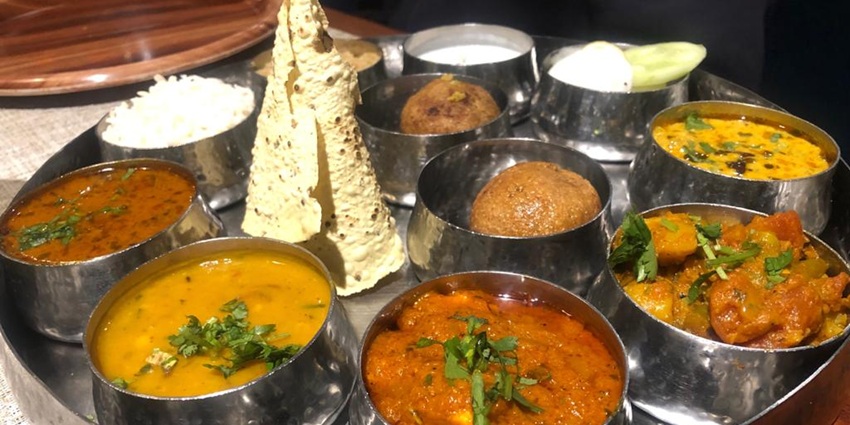 Traditional Rajasthani thali served at a local eatery near saltiest lake in India