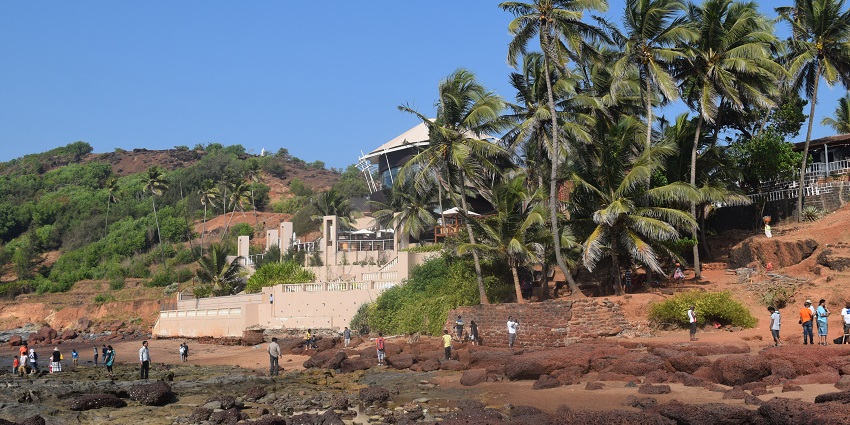 View of Taj Fort Aguada Beach Resort in Goa, India, showcasing its elegant architecture, lush greenery, and scenic coastal surroundings.